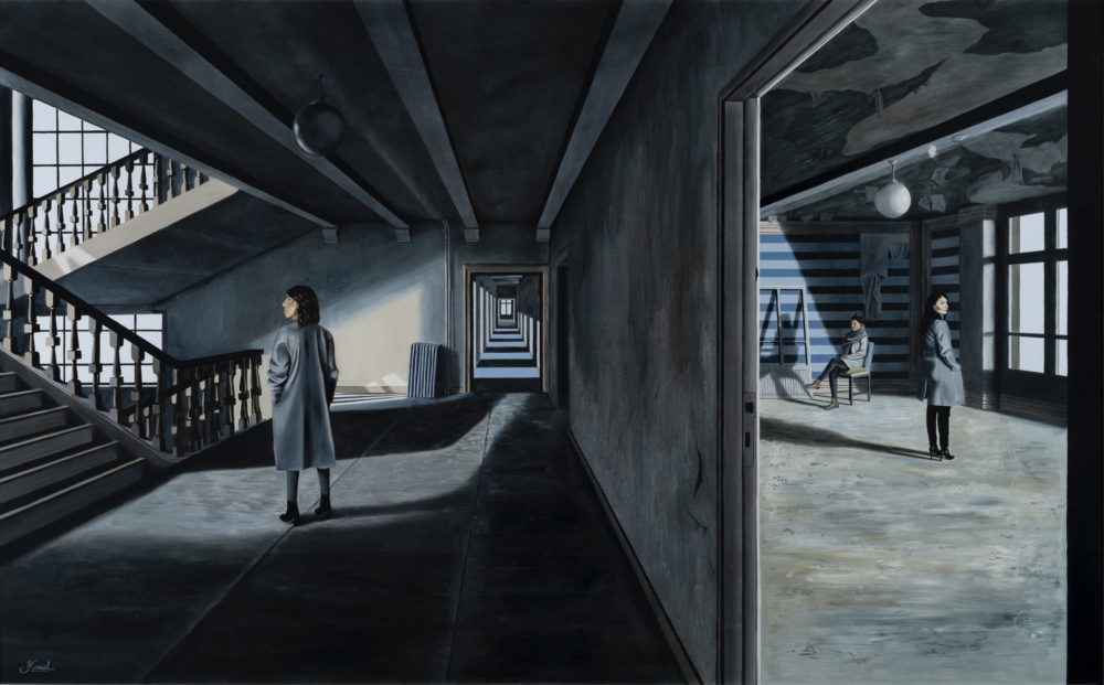 Trois Panthères dans un Intérieur Teinté de Gris